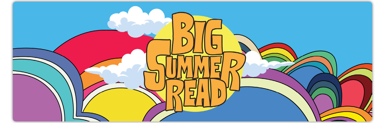 Big Summer Read logo and banner. Vibrant coloured circles against a blue sky.